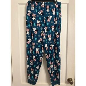 Disney Minnie Mouse Size Medium Fleece Lounge Pajama Pants Christmas Bottoms
